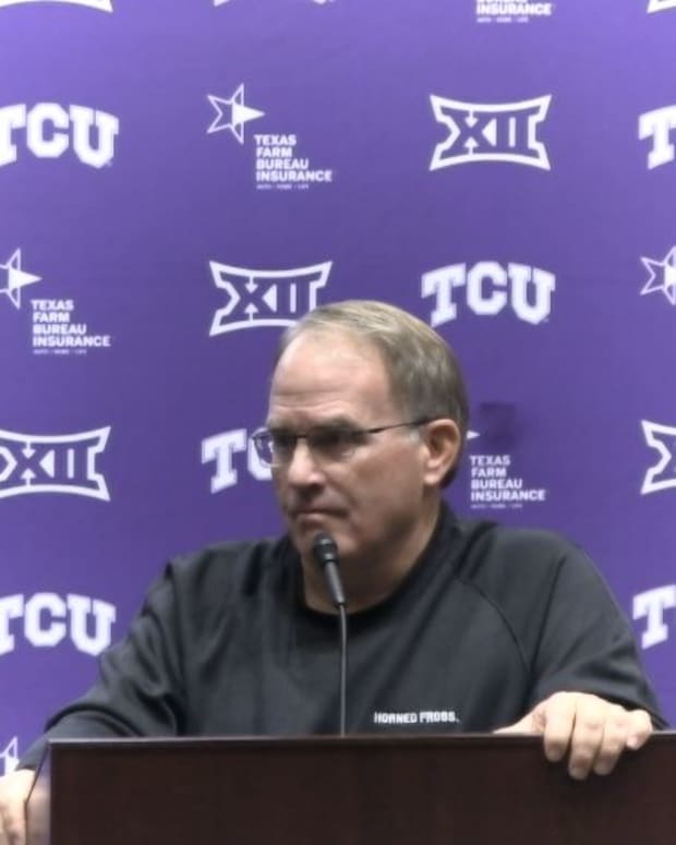 Coach Patterson speaks at his weekly press conference on October 19, 2021.